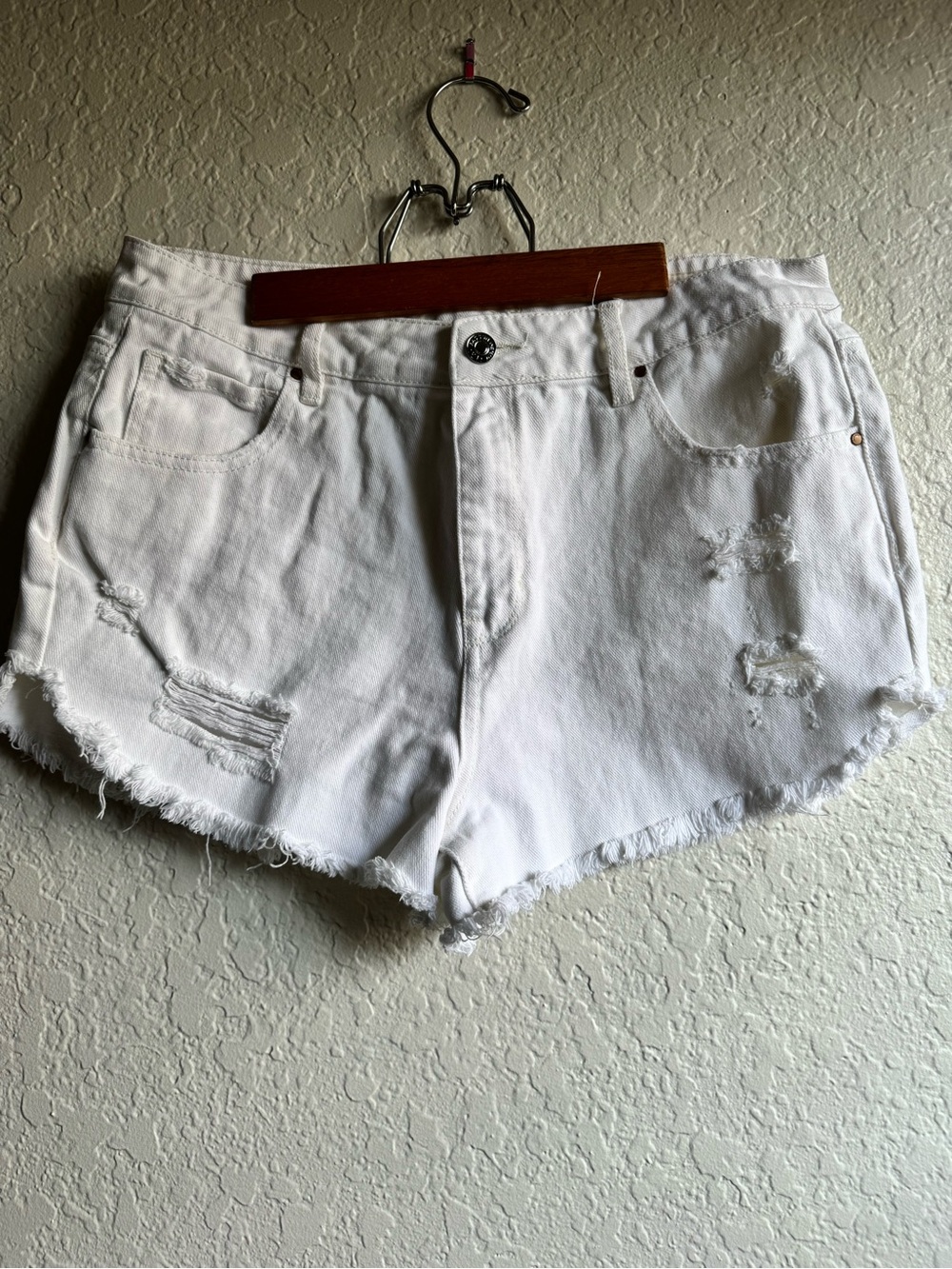 PacSun White Distressed Denim Jean Shorts